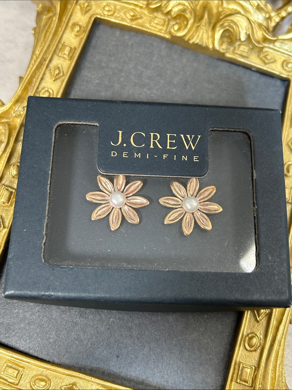 J. Crew Rose Gold-Tone Pearl Daisy Stud Earrings
